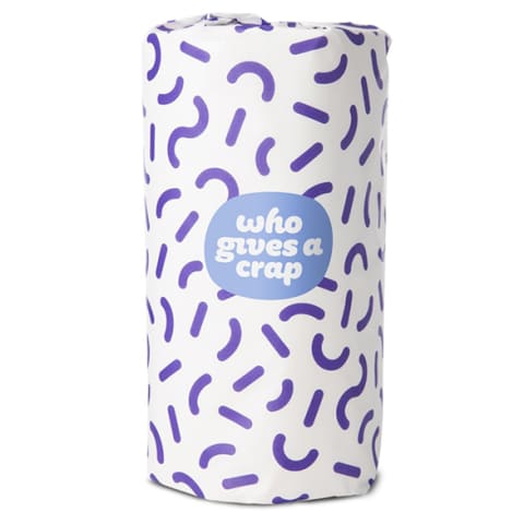 paper towel roll with colorful purple paper packaging