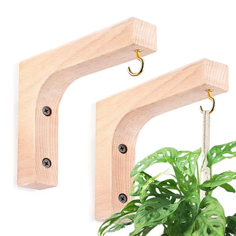 2 wooden hangers for houseplants