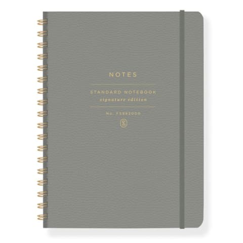 dark grey spiral bound notebook