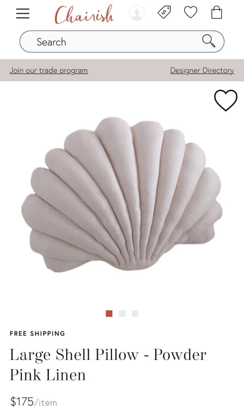 pink seashell pillow on secondhand shopping platform