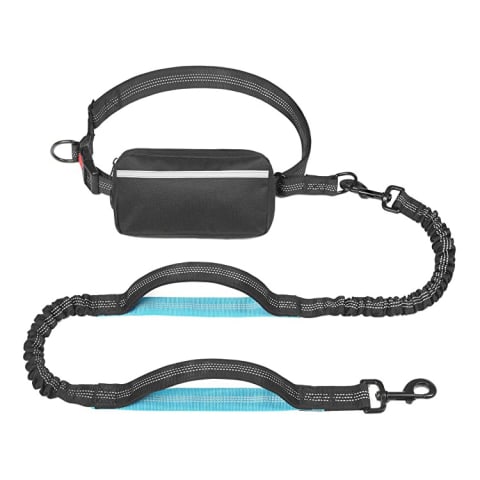 black hands-free leash with bungee