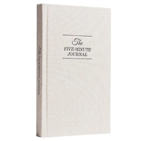 "Five-Minute Journal" guided journal with hard white cover