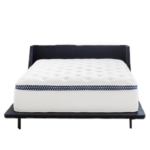 white mattress on black bedframe