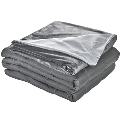 Grey cooling weighted blanket with soft grey cover