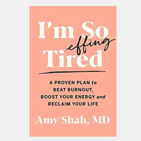 Salmon book cover titled I'm So Effing Tired by Amy Shah M.D.