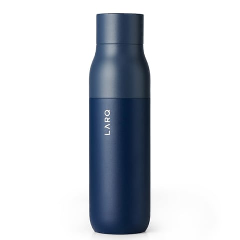 sleep dark blue water bottle with minimalist lid design