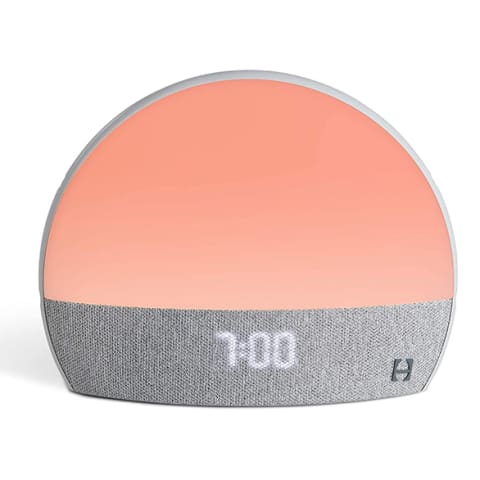 round alarm clock with peach coloring