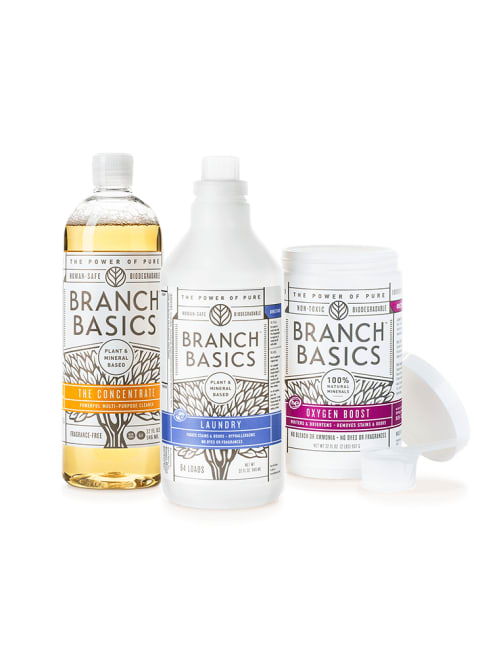 Branch Basics laundry concentrate and oxygen boost bottles