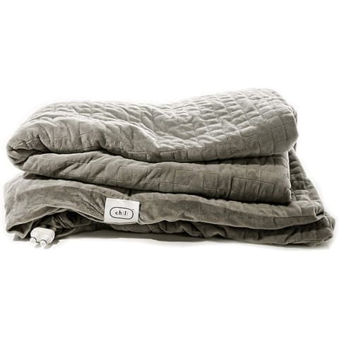 Plush grey weighted blanket, folded. Plush grey weighted blanket, folded.