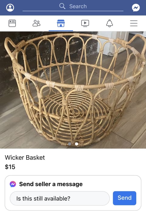wicker basket on wooden floor