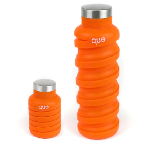 collapsable water bottle in bright orange color