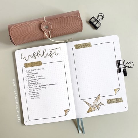 bullet journal with wishlist