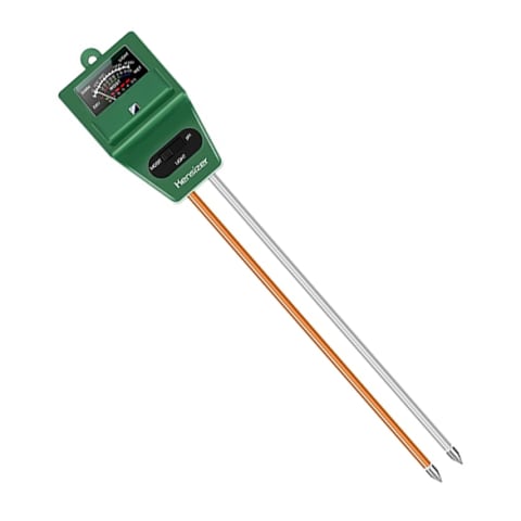 green soil moisture meter with two rods