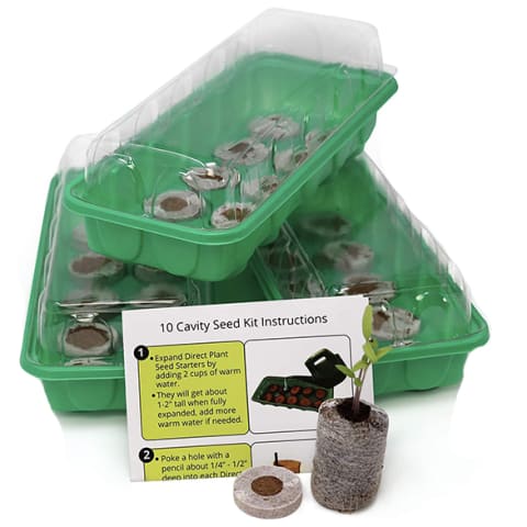 green seed starter kits with clear cover