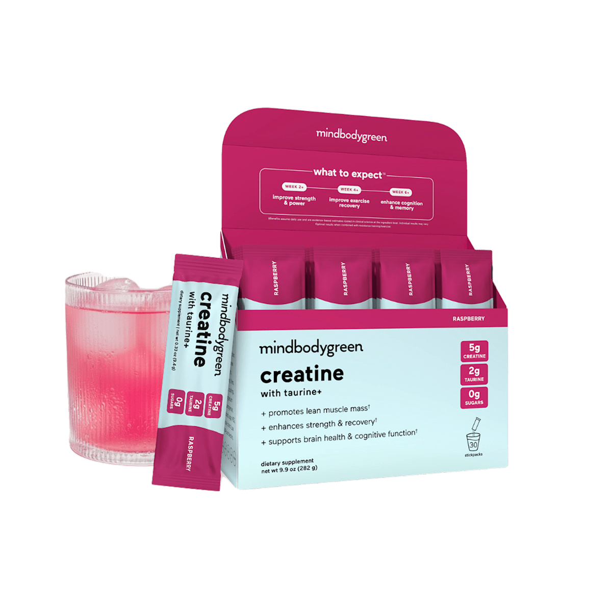 raspberry creatine with taurine+ stick packs for women