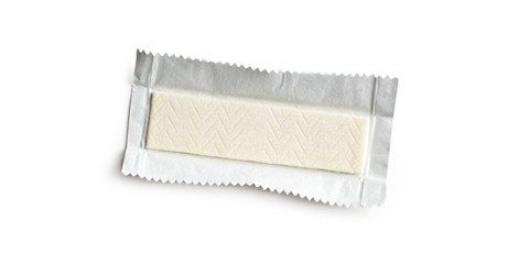 piece of gum in unwrapped wrapper