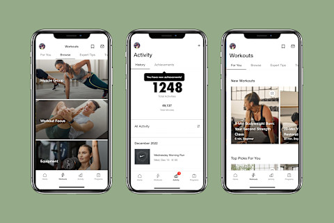 Nike Training Club Interface On Phones On Background Nike Training Club Interface On Phones On Background