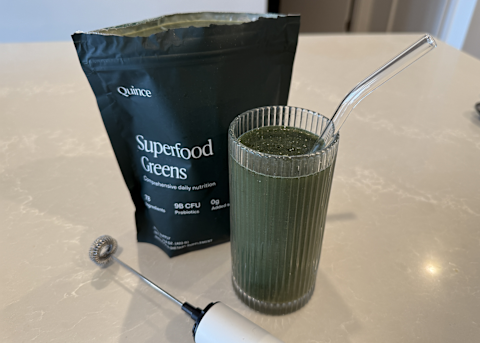 Quince Green powder mixed into water by tester