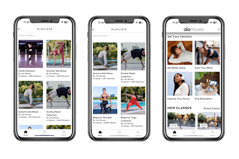 alo moves apps creenshots with playlist reccs