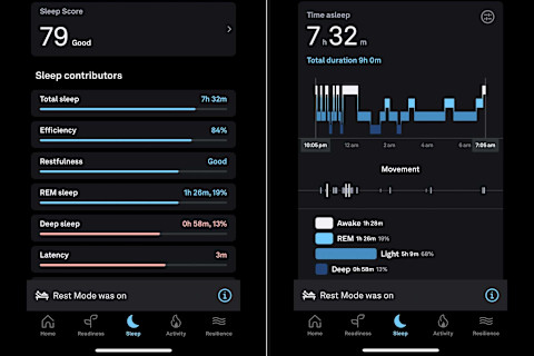 oura sleep scores screen shots