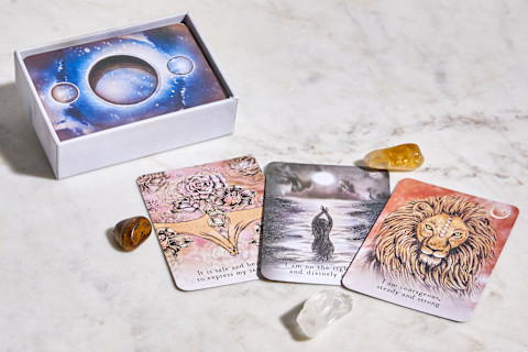 Three Moon Deck Oracle Cards in a Spread Three Moon Deck Oracle Cards in a Spread