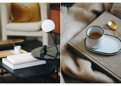 cozy reading area with tea spread