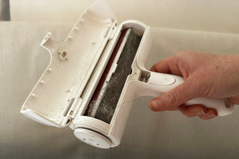 chomchom roller with hair in it from author