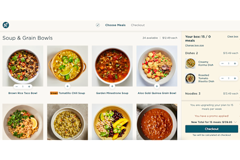 Screenshot of splendid spoon ordering by tester