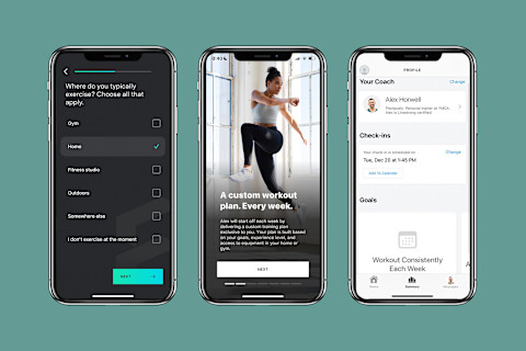 future fitness interface on phones on background future fitness interface on phones on background