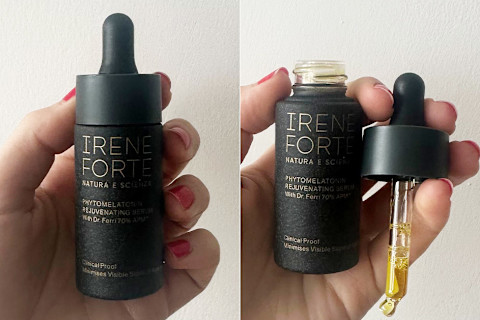 Jamie using a melatonin serum Jamie using a melatonin serum