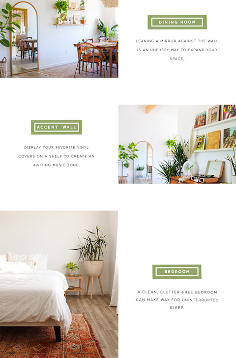 photos of calming home with information about how to recreate the look