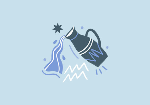 aquarius symbol over baby blue background aquarius symbol over baby blue background