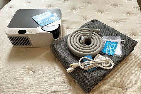 sleepme chilipad dock pro unboxed on mattress