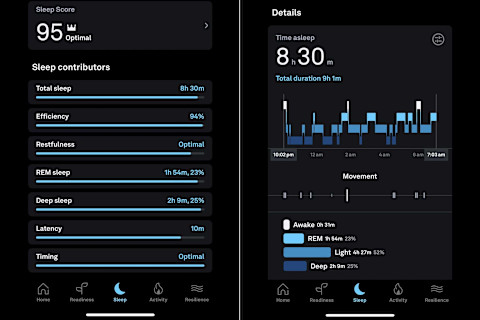oura sleep scores screen shots