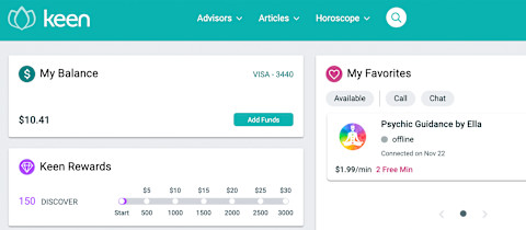 Photo of Keen balance, reward tracker, and favorite in the keen platform screenshoted by author