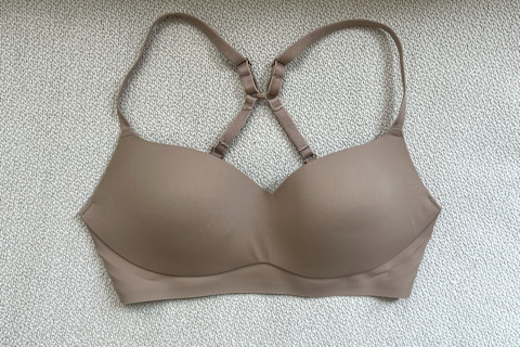 EBY All-Day Balconette In Nude On couch taken by tester