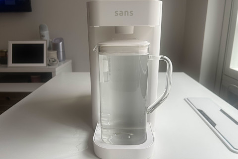sans water purifier on writer's counter