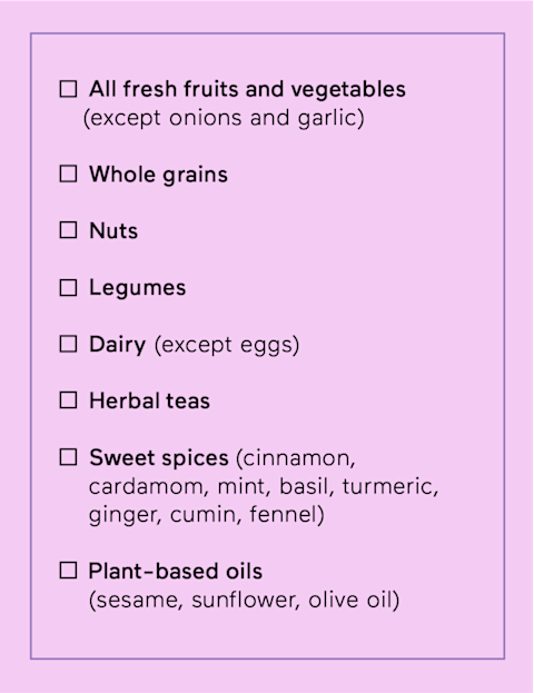 Yogic diet approved foods list