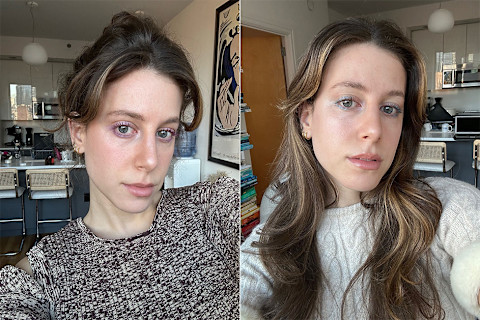 Jamie wearing colorful mascara