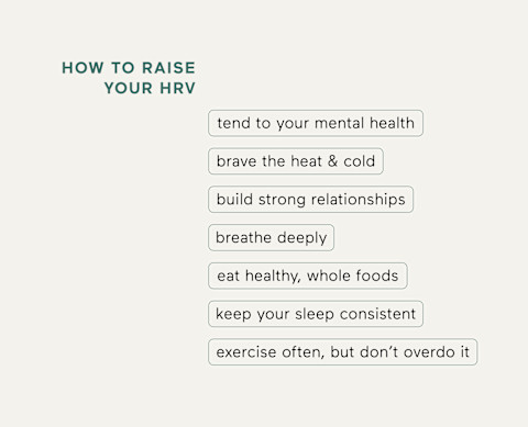 chart with tips on how to raise your heart rate variability
