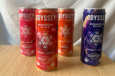 Odyssey Elixir Core in pink, red, orange, purple can side-by-side