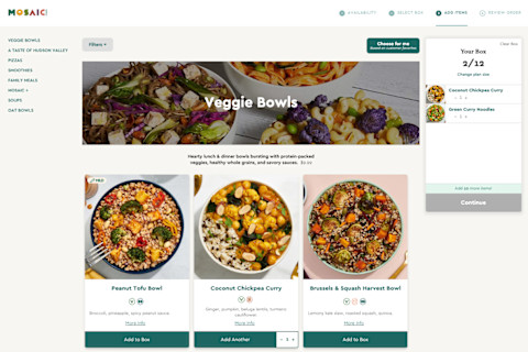 Image of mosaic foods order screen Image of mosaic foods order screen