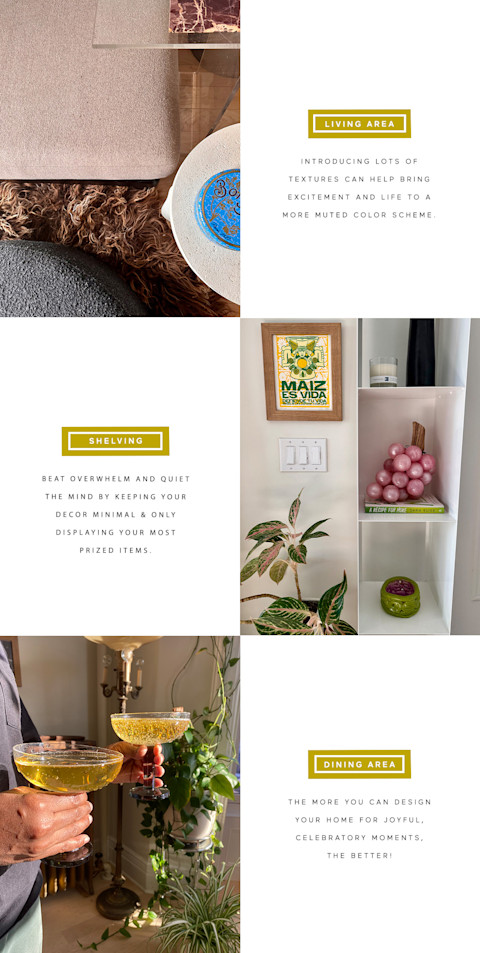 a diagram showing how to recreate the look of a low-stimulation brooklyn home
