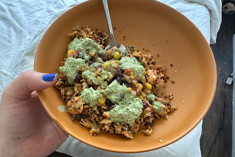 ancho lime salmon on quinoa in bowl from Factor
