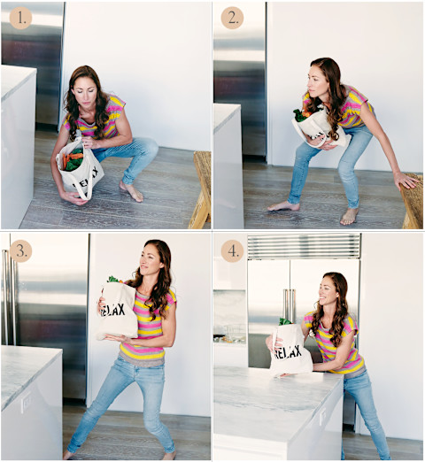 Tara Stiles shows how to do a workout with what you have, groceries Tara Stiles shows how to do a workout with what you have, groceries