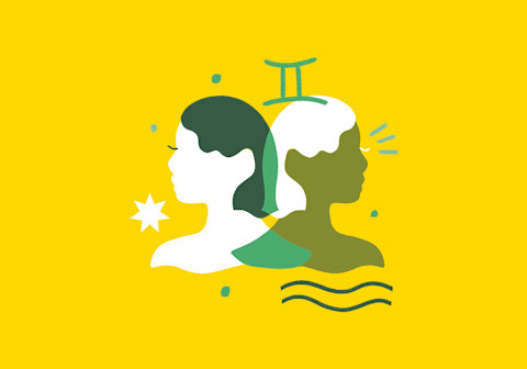 gemini sign over yellow background gemini sign over yellow background