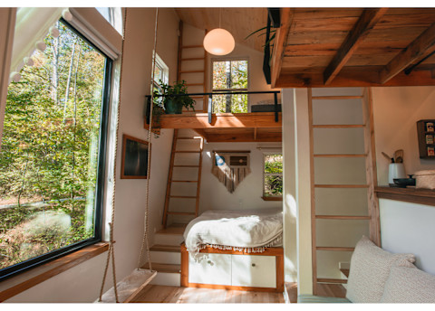 cozy cabin loft in daylight