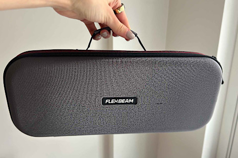 flexbeam travel case in writer's hand