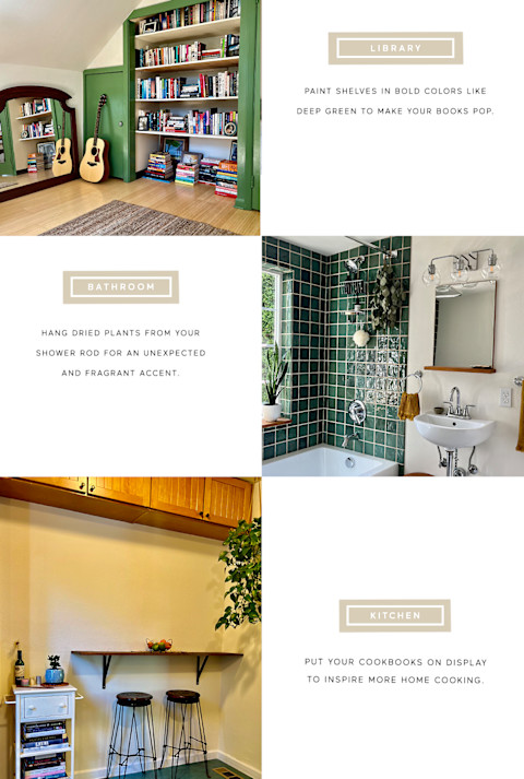 different images of a home with text boxes on how to recreate the design look different images of a home with text boxes on how to recreate the design look