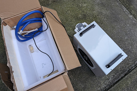Inergize Chiller unboxed next to crate